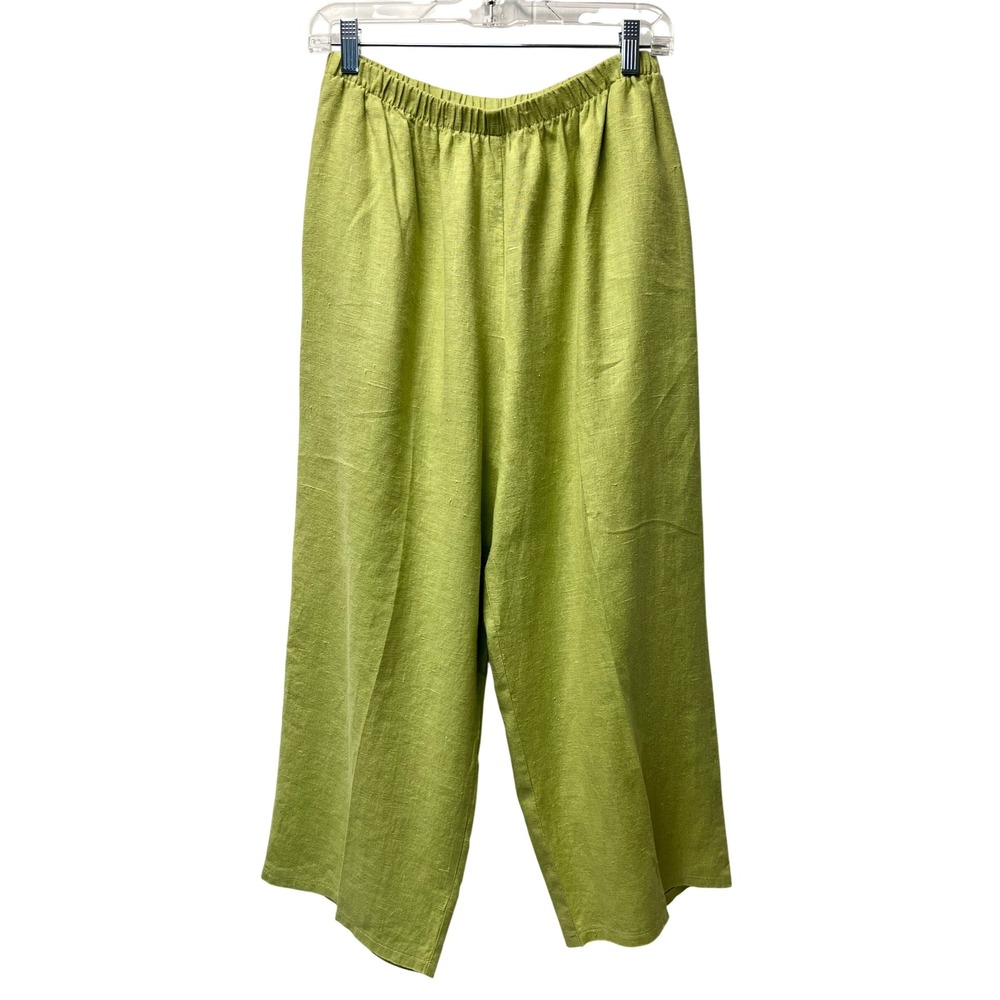F.H. Clothing Co. L Linen Pants Wide Leg Cropped Lagenlook Boho Earthy Coastal